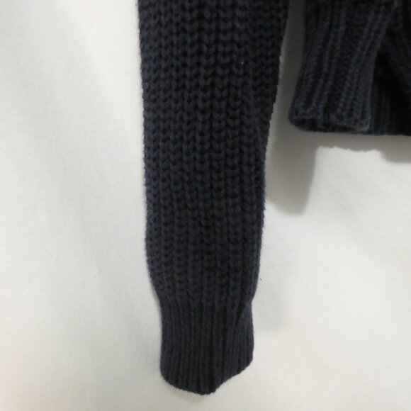 525 AMERICA | small | Navy Blue Cotton Chunky Knit Crewneck Sweater - Picture 6 of 16
